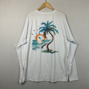 Palmyth Palm Tree Performance Long Sleeve White Shirt Men's Size XXL